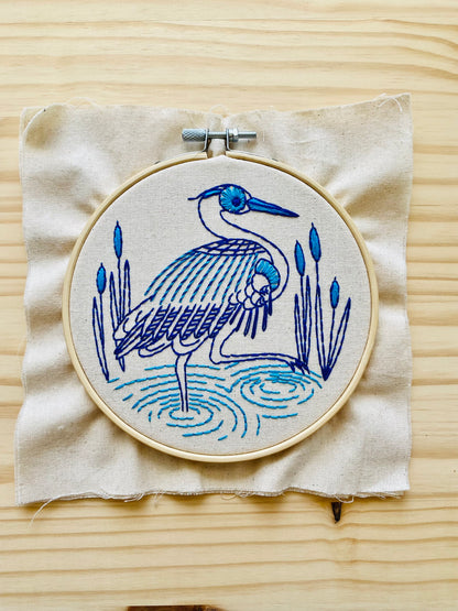 Pre-Printed Fabric: Blue Heron