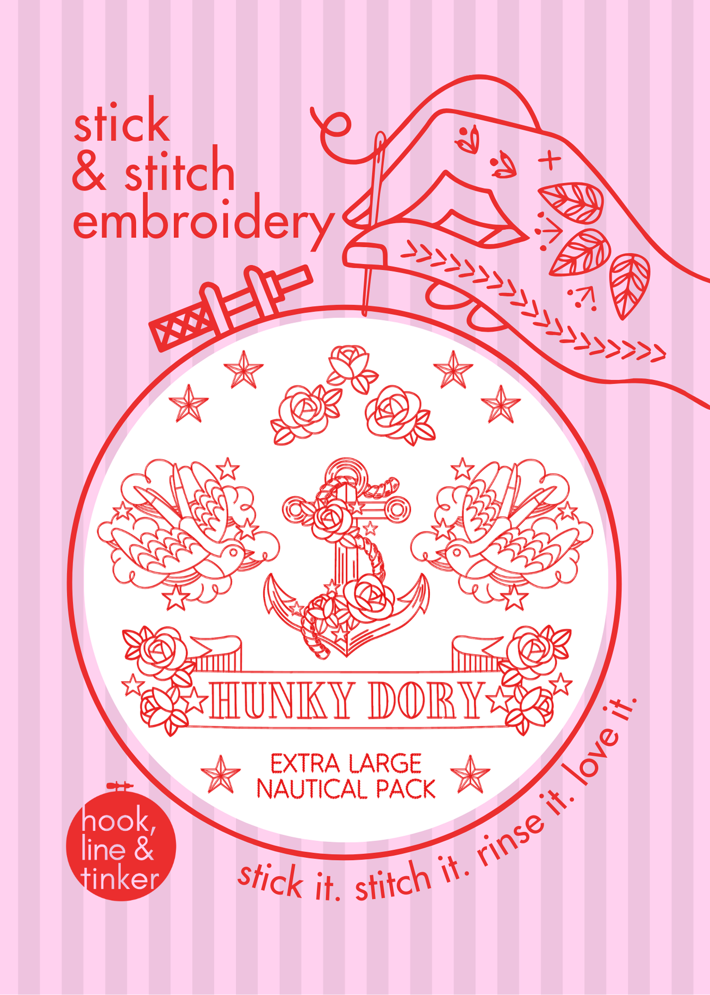 Stick and Stitch – Hook, Line & Tinker - modern embroidery kits
