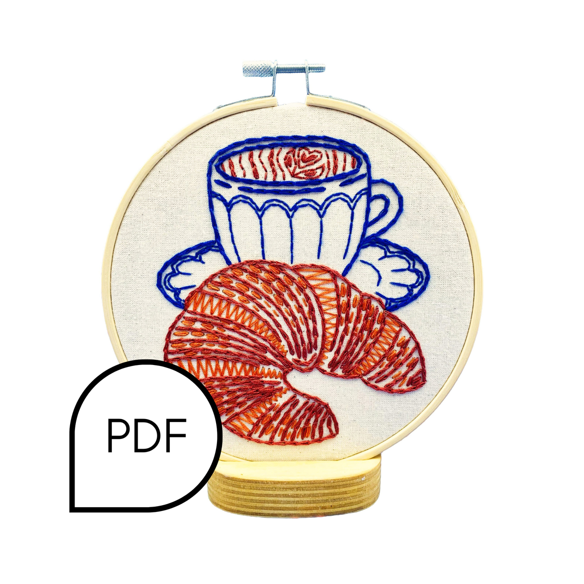 Croissant Embroidery PDF Download - English and French