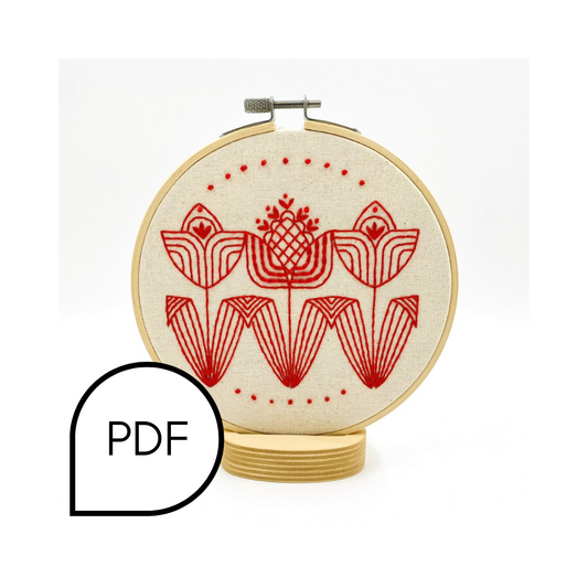 Tulips in a Row Embroidery PDF Download