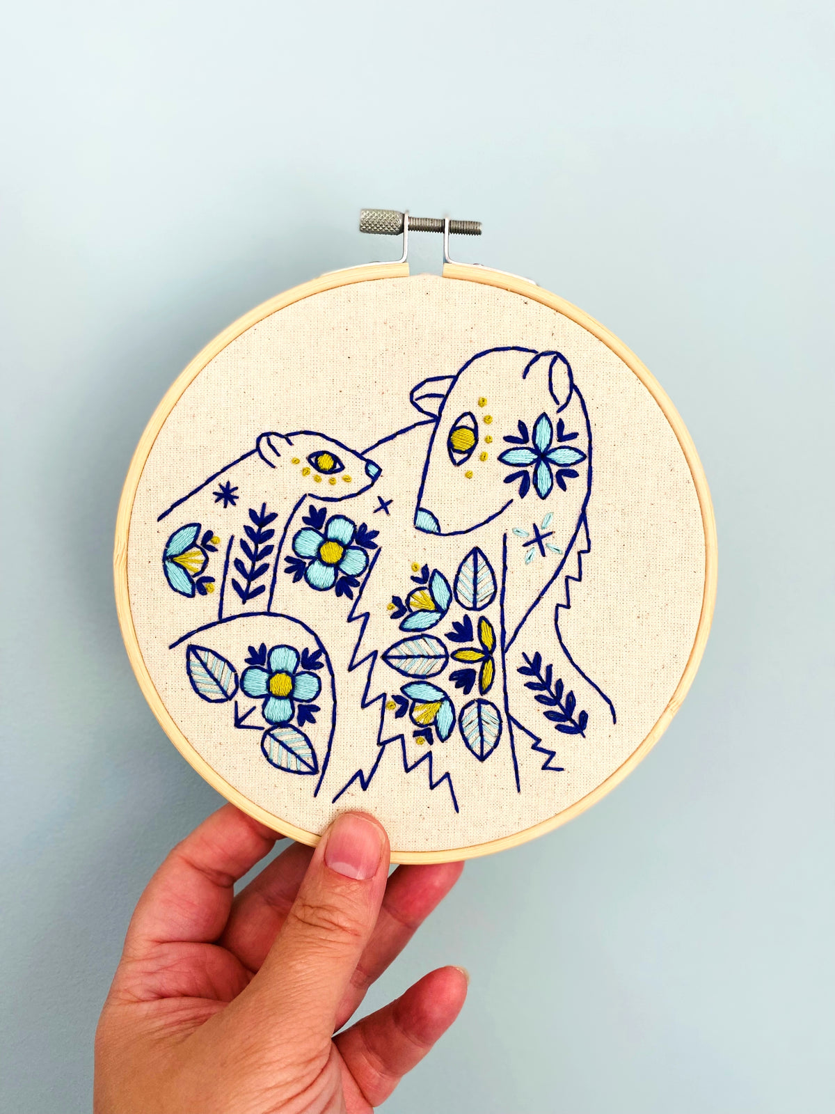 Pre-Printed Fabric: Folk Polar Bears
