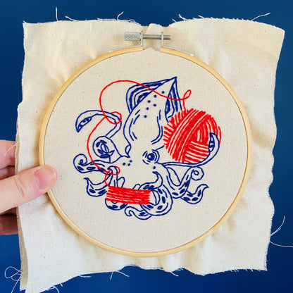 Squid Balling Yarn Complete Embroidery Kit
